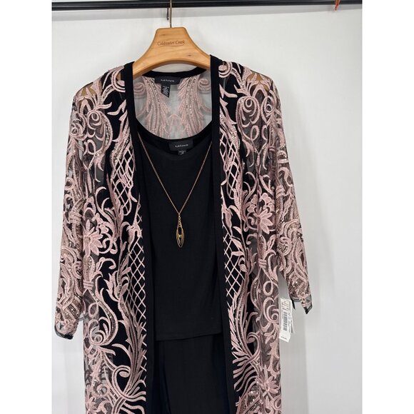 R&M Richards Womens 3-Piece Sequined Embroidered Pantsuit Size 14 Evening New - Picture 3 of 11